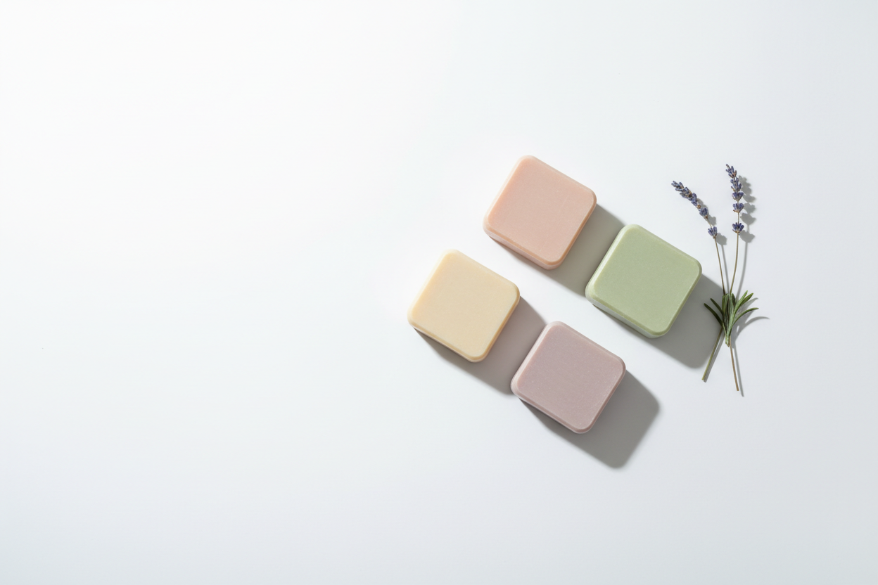 Minimalist handmade soap banner on white